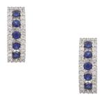Natural Sapphire and Diamond Earrings 18kt White Gold
