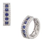 Forever Diamonds Natural Sapphire and Diamond Earrings 18kt White Gold