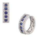 Natural Sapphire and Diamond Earrings 18kt White Gold