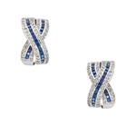 Forever Diamonds Diamond and Blue Sapphire Bowtie Earrings in 14kt White Gold