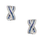 Forever Diamonds Diamond and Blue Sapphire Bowtie Earrings in 14kt White Gold