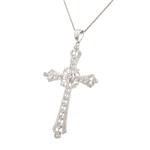 Diamond Antique Cross Pendant in 14kt White Gold