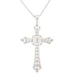 Diamond Antique Cross Pendant in 14kt White Gold