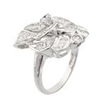 Diamond Antique Leaf Ring in 14kt White Gold