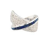 Forever Diamonds Diamond Sapphire Cross-Over Ring in 14kt White Gold