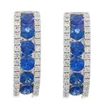 Diamond Blue Sapphire Hoop Earrings in 18kt White Gold