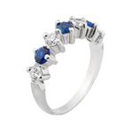 Diamond Blue Sapphire Ring in 14kt White Gold