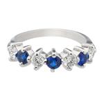 Diamond Blue Sapphire Ring in 14kt White Gold