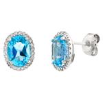 Diamond Blue Topaz Stud Earrings in 14kt White Gold