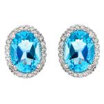 Diamond Blue Topaz Stud Earrings in 14kt White Gold