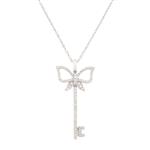 Diamond Butterfly Key Pendant in 14kt White Gold