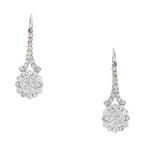 Diamond Cluster Drop Earrings in 14kt White Gold