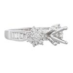 Diamond Cluster Engagement Ring Setting in 18kt White Gold