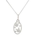 Diamond Cluster Oval Pendant in 18kt White Gold