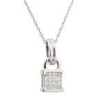 Forever Diamonds Diamond Cluster Lock Pendant in 14kt White Gold