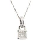 Diamond Cluster Lock Pendant in 14kt White Gold