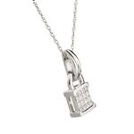 Diamond Cluster Lock Pendant in 14kt White Gold