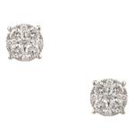 Diamond Cluster Stud Earrings in 14kt White Gold