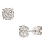 Diamond Cluster Stud Earrings in 14kt White Gold