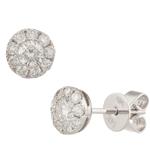 Diamond Cluster Stud Earrings in 14kt White Gold