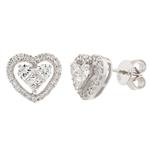 Diamond Double Heart Stud Earrings in 18kt White Gold
