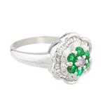 Diamond Emerald Cluster Ring in 14kt White Gold