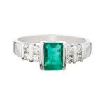 Diamond Emerald Ring in 14kt White Gold