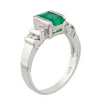 Diamond Emerald Ring in 14kt White Gold
