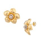 Diamond Flower Stud Earrings in 14kt Gold