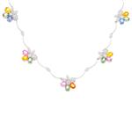 Diamond Gemstone Flower Necklace in 18kt White Gold