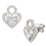 Diamond Heart Earrings in 14kt White Gold