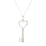 Diamond Heart on a Key Pendant in 14kt White Gold