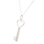 Diamond Heart on a Key Pendant in 14kt White Gold