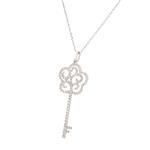 Diamond Key Pendant in 14kt White Gold