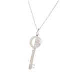 Diamond Key Pendant in 14kt White Gold