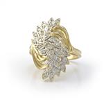 Diamond Flower Petals Ring in 14kt Yellow Gold 