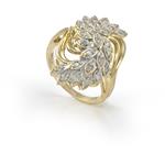 Diamond Flower Petals Ring in 14kt Yellow Gold 