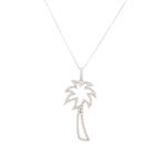 Diamond Palm Tree Pendant in 14kt White Gold