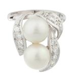 Diamond Pearl Ring in 14kt White Gold