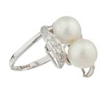 Diamond Pearl Ring in 14kt White Gold