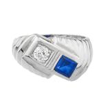 Diamond Sapphire Ring in 14kt White Gold