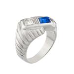 Diamond Sapphire Ring in 14kt White Gold