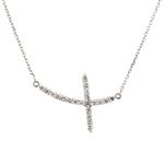 Sideways Diamond Cross in 14kt White Gold 