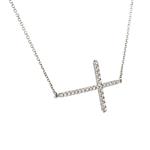 Sideways Diamond Cross in 14kt White Gold