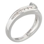 Diamond Sideways J Ring in 14kt White Gold