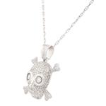 Diamond Skull and Crossbone Pendant in 14kt White Gold