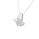 Diamond Star of David in Dove of Peace Pendant in 18kt White Gold