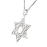 Diamond Star of David Pendant in 14kt White Gold