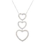 Diamond Three Heart Pendant in 14kt White Gold