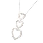 Diamond Three Heart Pendant in 14kt White Gold